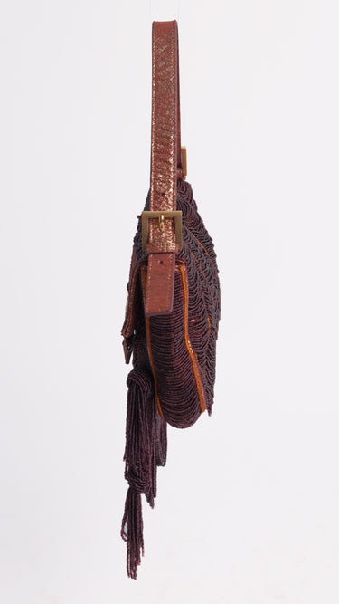 Fendi Baguette Draped Copper Beads Metallic